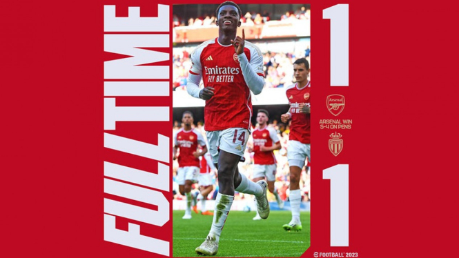 Hasil Arsenal vs Monaco 1-1 (5-4), The Gunner menang lewat penalti.