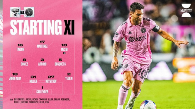 Starting XI Inter Miami untuk melawan FC Dallas.