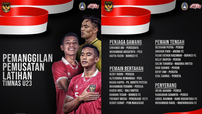 23 Pemain yang Diumumkan PSSI untuk Persiapan Piala AFF U-23.