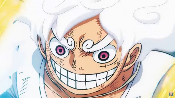 Mokey D Luffy dalam mode Gear 5 - One Piece Episode 1074.