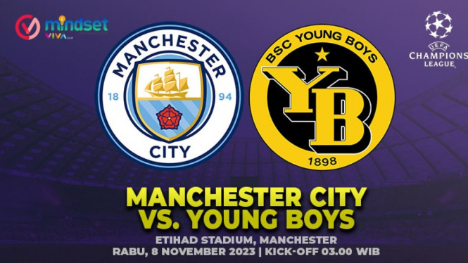 Manchester City vs Young Boys di Liga Champions 2023.