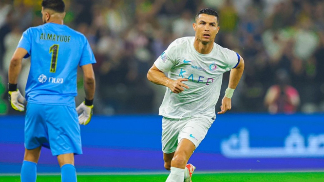 Cristiano Ronaldo saat bela Al Nassr vs Al Ittihad FC.
