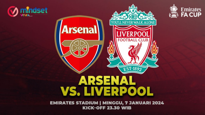 Nonton Live Streaming Arsenal vs Liverpool hari ini, Minggu (7/1).