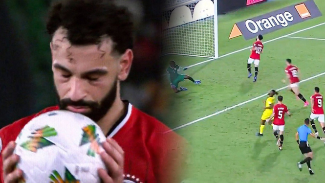 Mohamed Salah pemain Timnas Mesir sumbang gol saat lawan Mozambique.