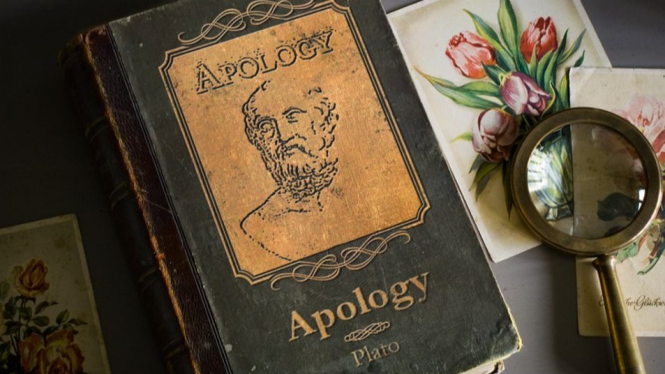 Ilustasi Apology karya filsuf Plato.