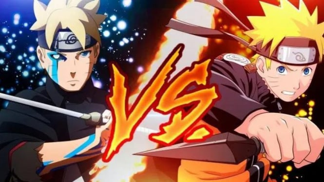 Karakter manga/anime Boruto dan Naruto.