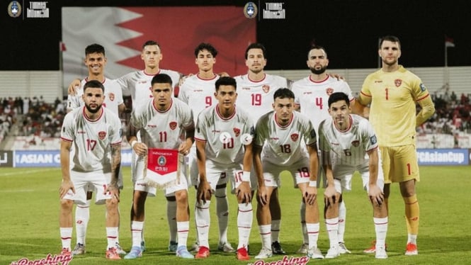 Pemain Timnas Indonesia saat lawan Bahrain.