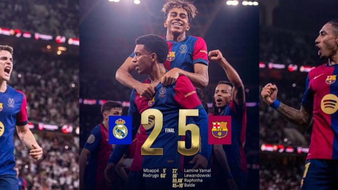 Barcelona Pesta Gol, Hancurkan Real Madrid di Supercopa Spanyol.