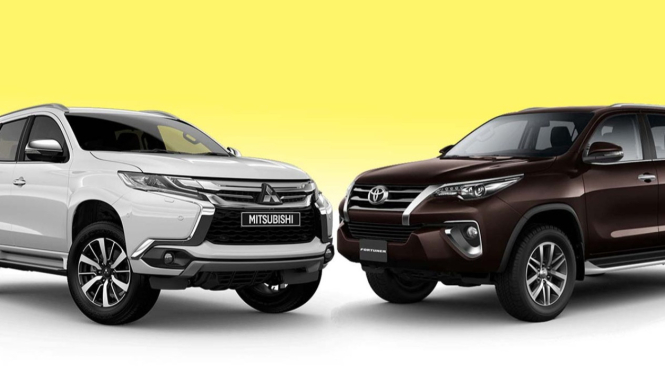 Perbandingan SUV bekas mobil Pajero Sport vs. Fortuner.