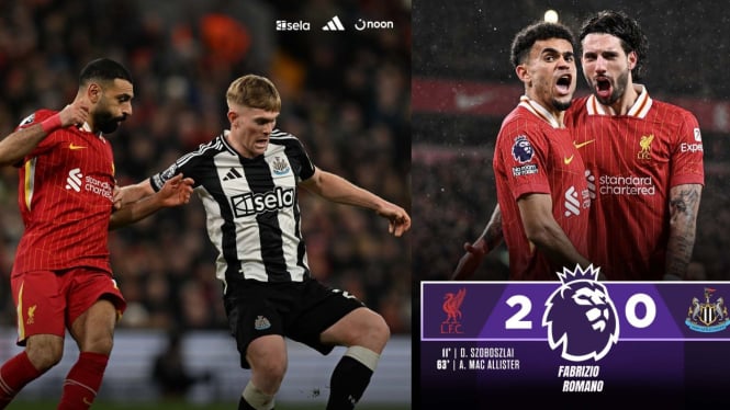 Liverpool menang 2-0 atas Newcastle.