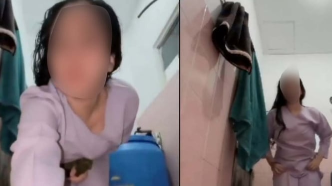 Tangkapan layar Video Bidan Rita di Kamar Mandi yang Lagi Viral.