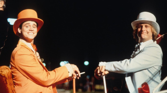 Jim Carrey dan Jeff Daniels dalam Dumb & Dumber