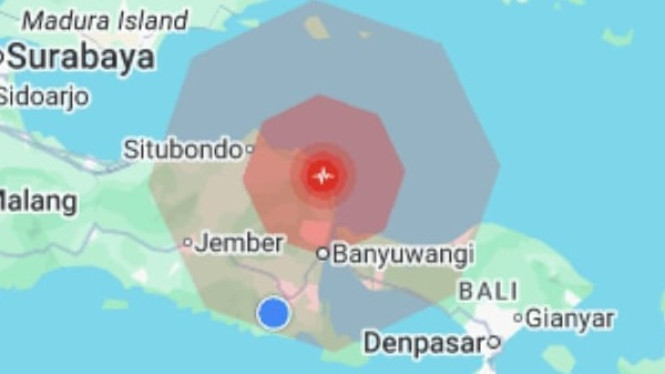 Gempa dengan kekuatan Mag: 5,7 SR terjadi di Banyuwangi