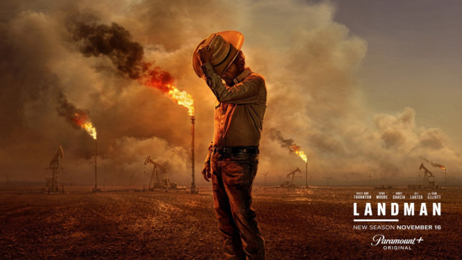 Poster dari serial film Landman.