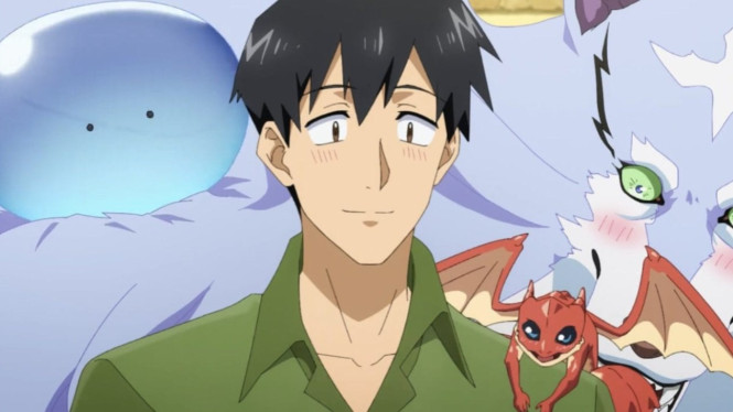 Moukoda dan para hewan kontraknya di anime Campfire Cooking