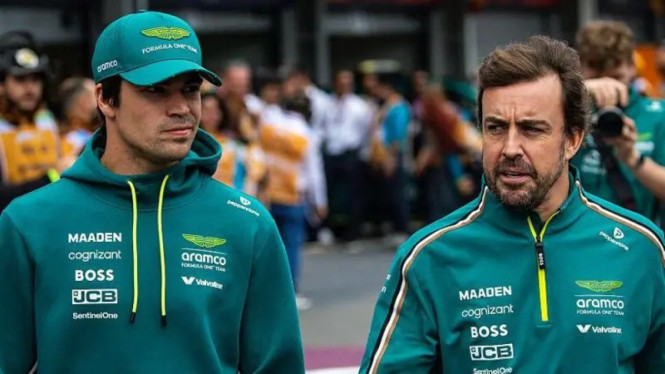Lance Stroll dan Fernando Alonso di GP Australia.