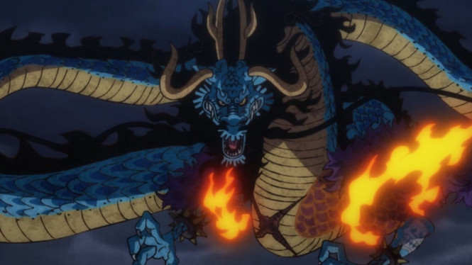 Kaido mode Beast Form sepenuhnya dalam One Piece.
