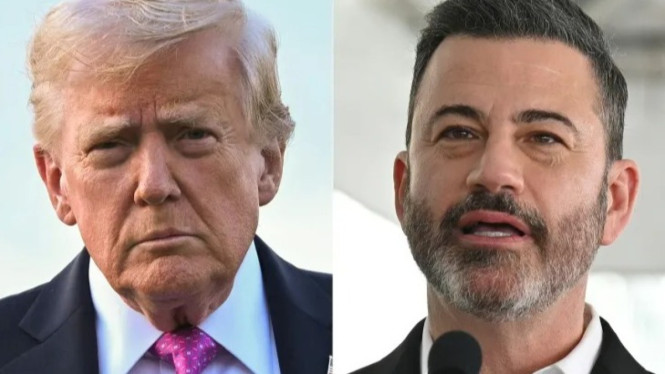 Presiden AS Donald Trump dan pembawa acara TV Jimmy Kimmel