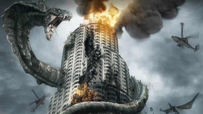 Monster Imoogi menyerang gedung dalam film Dragon Wars: D-War