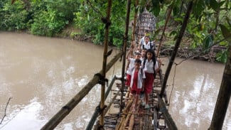 Ironi Kampung Jengok: Tanpa Jalan, Listrik, dan Air Bersih, Anak Sekolah Bertaruh Nyawa di Jembatan Bambu