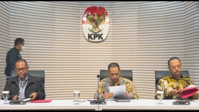 KPK saat melaksanakan Konpres penetapan tersangaka Sekjen PDIP