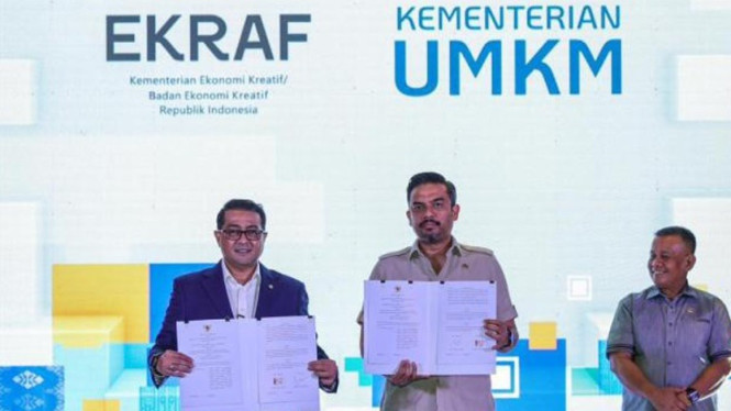 Acara peluncuran program Akselerasi Ekspor Kreasi Indonesia (AKSI) 2025.