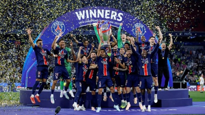 Paris Saint-Germain merayakan kemenangan Final Liga Champions 2024/2025.