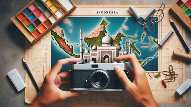 Ilustrasi AI peta Islam Nusantara.