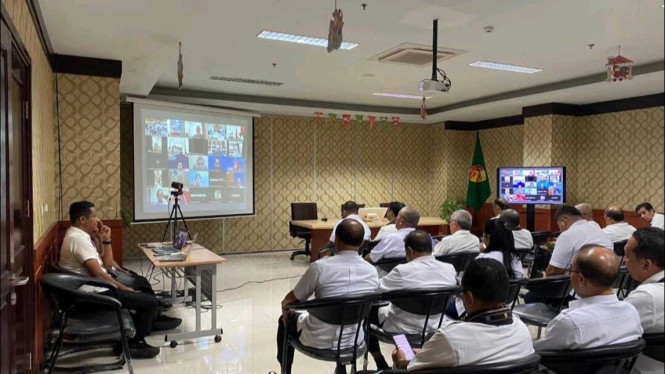 Rapat virtual penanganan bencana erupsi Lewotobi Laki-laki dipimpin oleh Gubernur NTT Melki Laka Lena, Rabu, 18 Juni 2025.