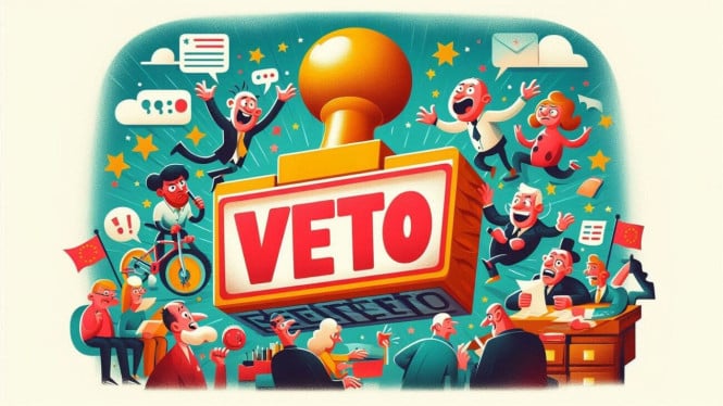 Ilustrasi Hak Veto dibuat AI
