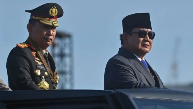 Peringatan HUT Bhayangkara di Monas Jakarta, Selasa 1 Juli 2025.
