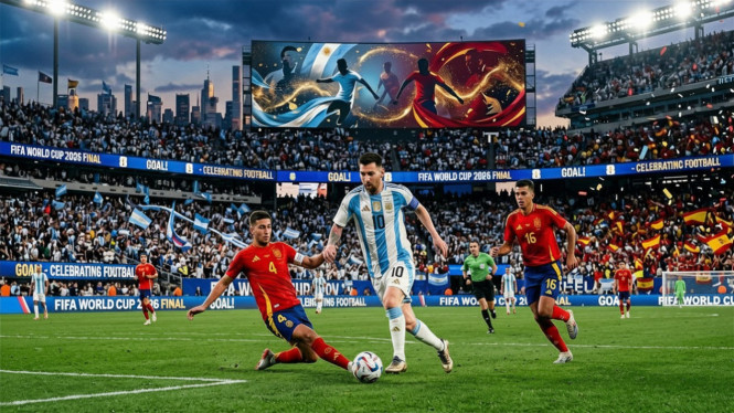 Poster final piala dunia 2026 Argentina-Spanyol