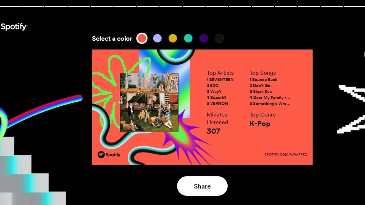 Tangkapan layar spotify wrapped 2023 via web browser