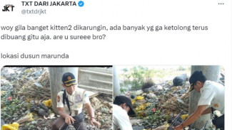 Viral! Buang Kucing Dengan Cara Dikarungin, Dilepas ke Pembuangan Sampah?
