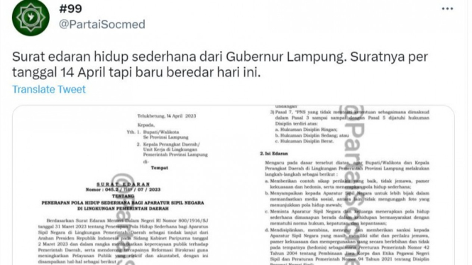Diduga Surat Edaran Gubernur Lampung