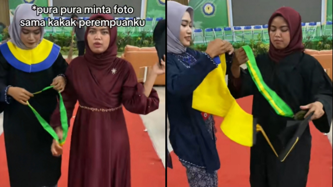 Wanita Ini Pinjamkan Toga ke Kakaknya yang Lulusan SMP saat Wisuda