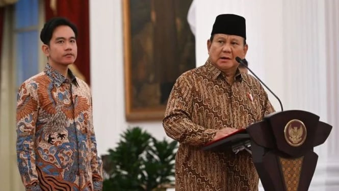 Gibran Rakabuming dan Prabowo Subianto saat pengumuman Wakil Menteri