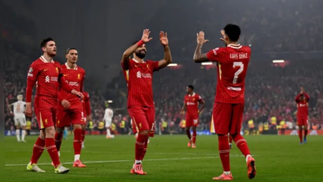 Selebrasi kemenangan pemain Liverpool