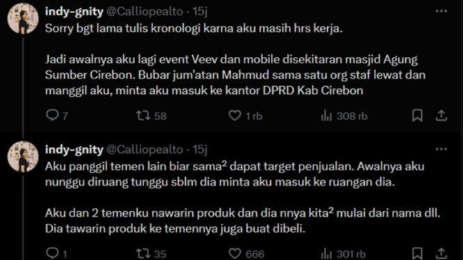 Cuitan tentang pengakuan Pelecehan