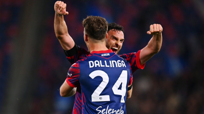 selebrasi kemenangan pemain Bologna
