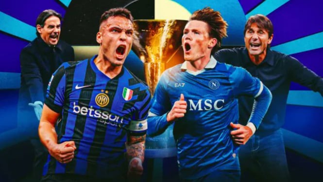 ilustrasi perebutan scudetto antara Inter Milan dan Napoli