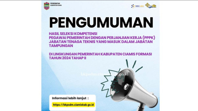 Hasil Seleksi PPPK Tahap II Tenaga Teknis Ciamis 2024.