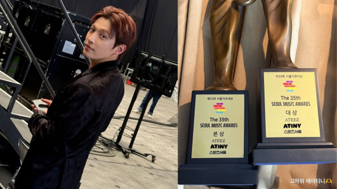 Hongjoong ATEEZ dan unggahan piala kemenangan di 35th Seoul Music Awards