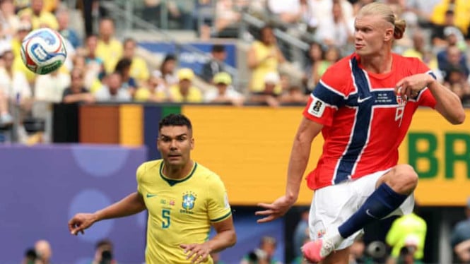 Haaland Sepasang Gol, Norwegia Lanjutkan Dominasi atas Brasil dan Menembus Perempat Final Piala Dunia