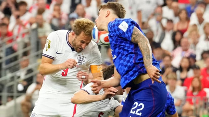 Harry Kane (9) dalam perebutan peringkat tiga Piala Dunia 2018 melawan Kroasia