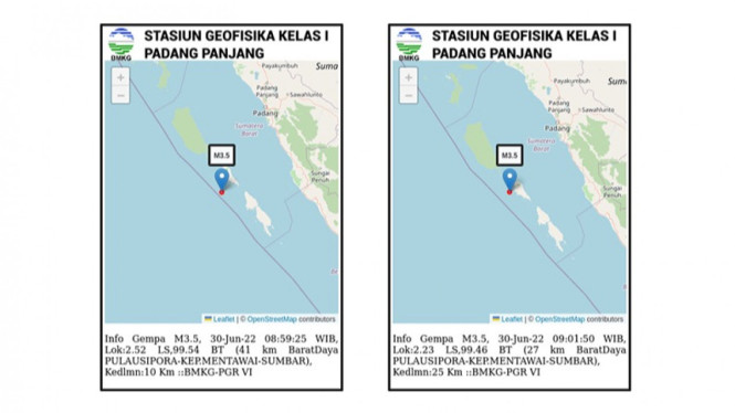 Peta Guncangan Gempa. Foto/BMKG