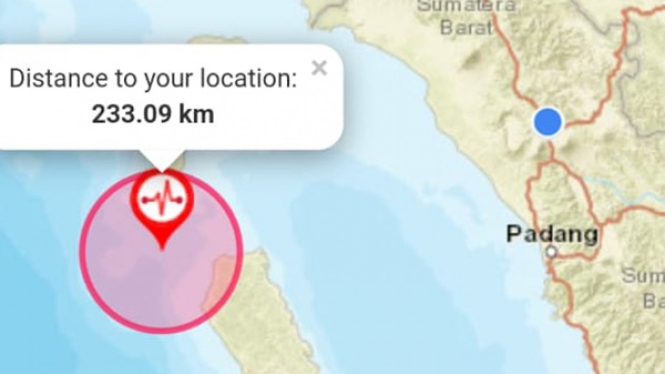 Peta Guncangan Gempa 7,3 Mentawai