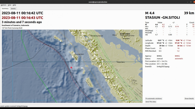 Peta Gempa Magnitudo 4.4 Nias Selatan