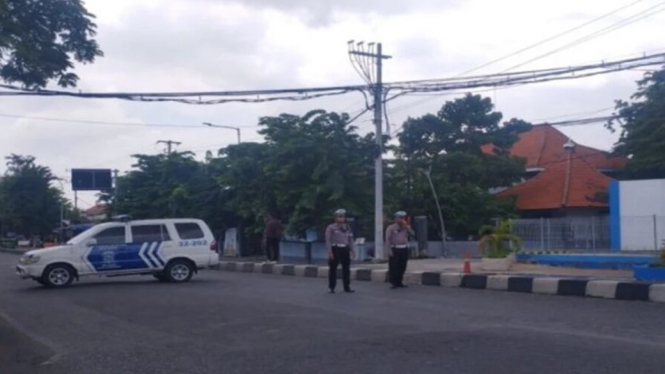 Situasi di depan Kantor Subdensi Pom Detasemen I Polda Jawa Timur