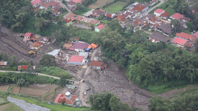 Foto udara dampak banjir lahar dingin Marapi